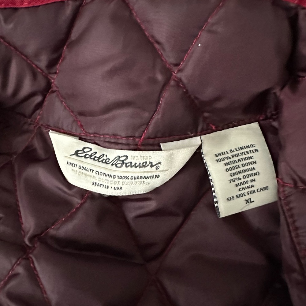 WOMENS EDDIE BAUER RED PREMIUM 550 Power Fill Quilted snap front jacket - Picture 7 of 12